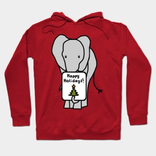 Christmas Elephant says Happy Holidays Hoodie